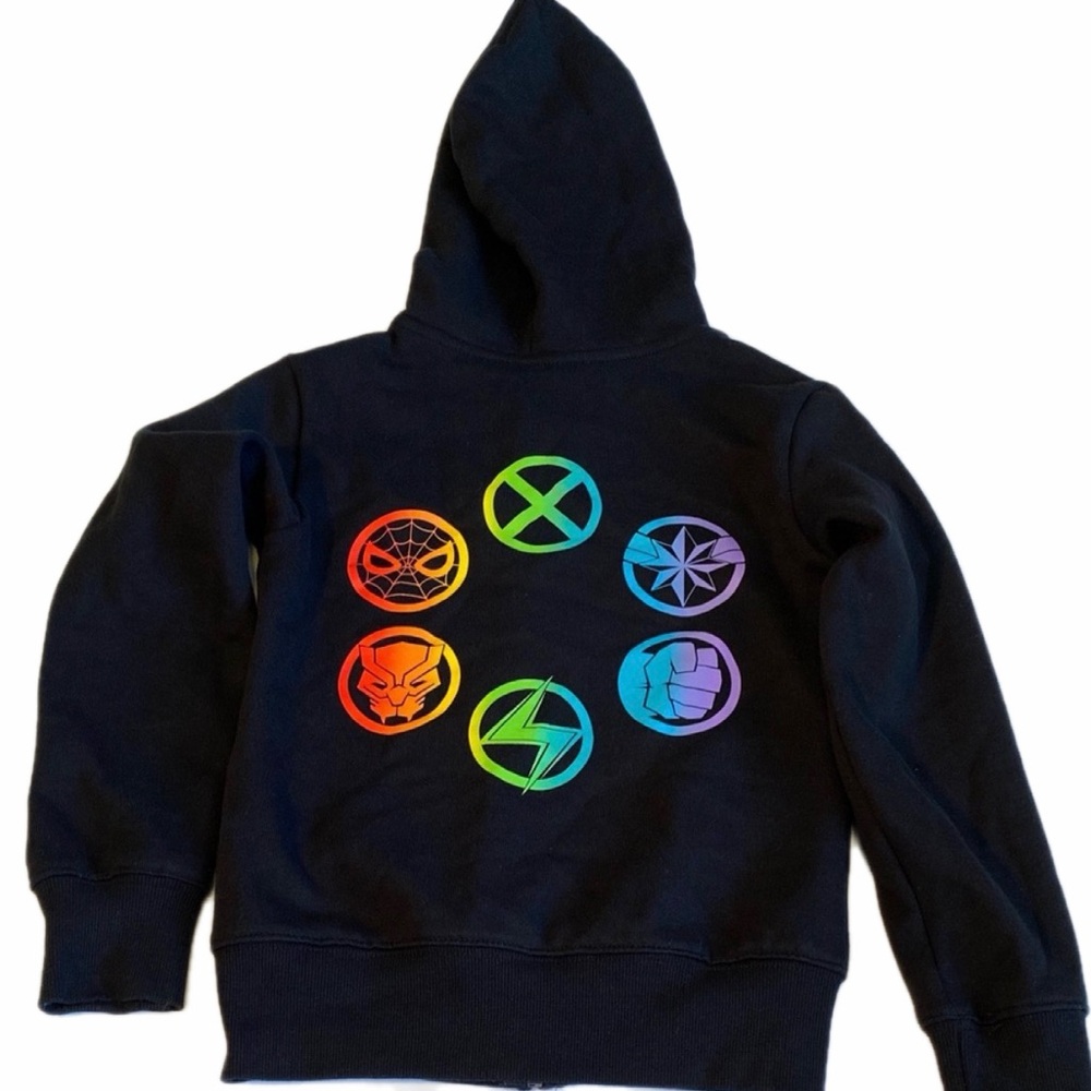 Marvel Kids Black Full Zip Hoodie. Size XS